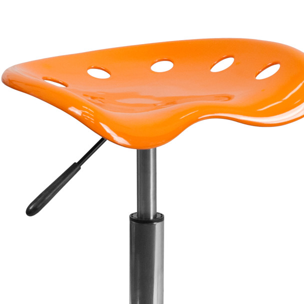 Taylor Vibrant Orange Tractor Seat and Chrome Stool