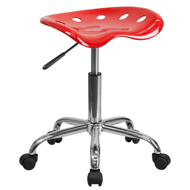 Taylor Vibrant Red Tractor Seat and Chrome Stool