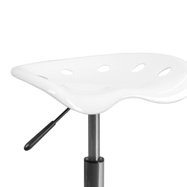 Taylor Vibrant White Tractor Seat and Chrome Stool