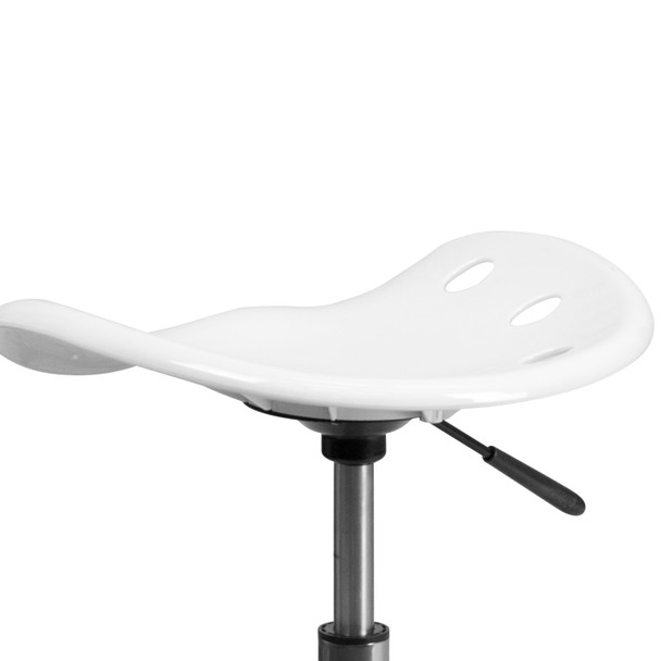 Taylor Vibrant White Tractor Seat and Chrome Stool