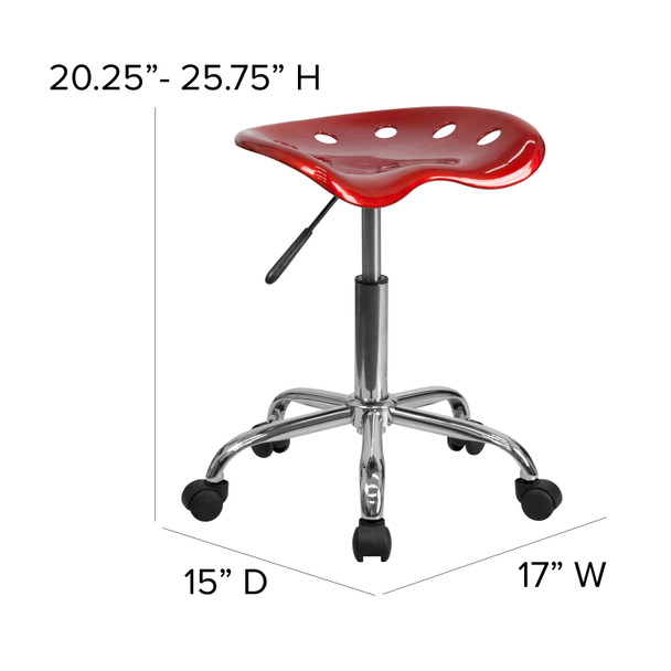 Taylor Vibrant Wine Red Tractor Seat and Chrome Stool