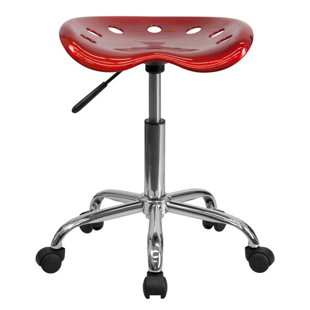 Taylor Vibrant Wine Red Tractor Seat and Chrome Stool