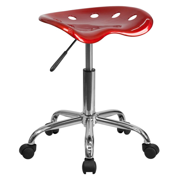 Taylor Vibrant Wine Red Tractor Seat and Chrome Stool