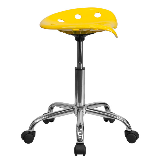 Taylor Vibrant Yellow Tractor Seat and Chrome Stool