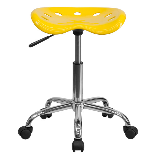 Taylor Vibrant Yellow Tractor Seat and Chrome Stool