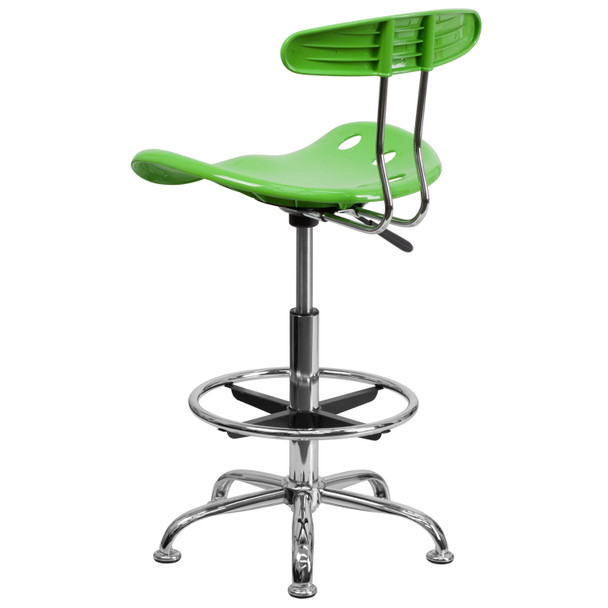 Bradley Vibrant Apple Green and Chrome Drafting Stool with Tractor Seat