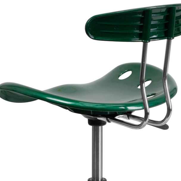 Bradley Vibrant Green and Chrome Drafting Stool with Tractor Seat