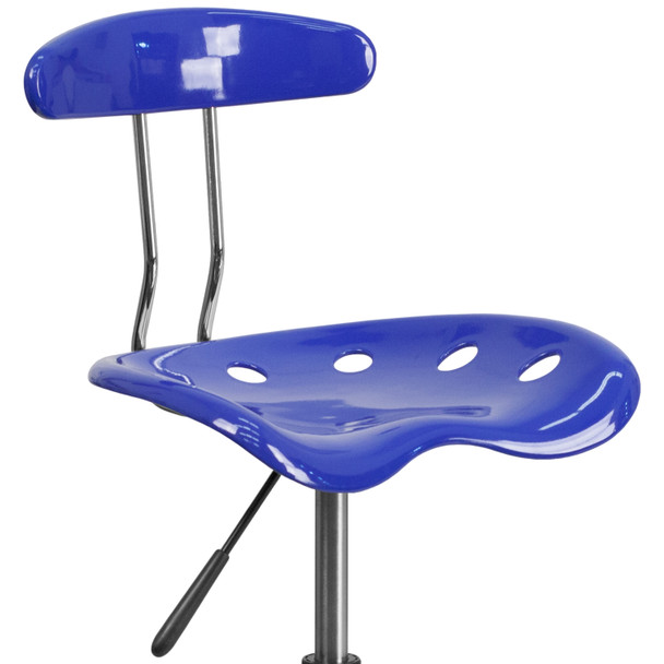 Bradley Vibrant Nautical Blue and Chrome Drafting Stool with Tractor Seat