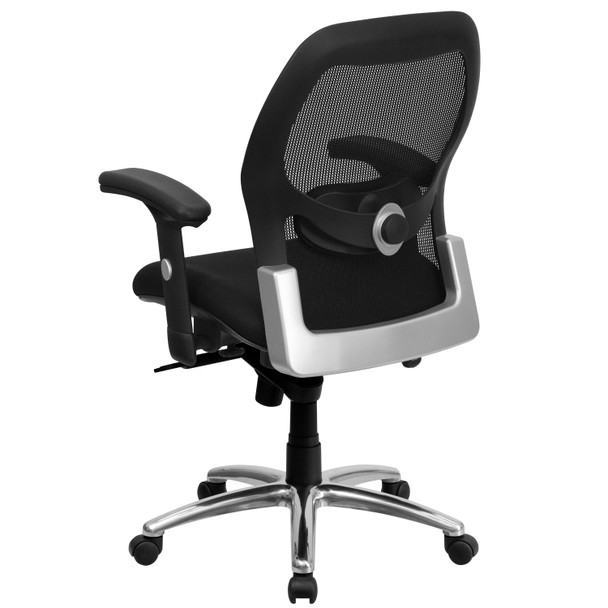 Albert Mid-Back Black Super Mesh Executive Swivel Office Chair with Knee Tilt Control and Adjustable Lumbar & Arms