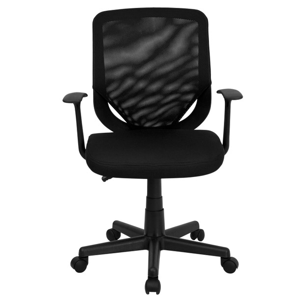 Norris Mid-Back Black Mesh Tapered Back Swivel Task Office Chair with T-Arms