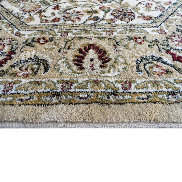 Mersin Collection Persian Style 5x5 Ivory Octagon Area Rug-Olefin Rug with Jute Backing-Hallway, Entryway, Bedroom, Living Room