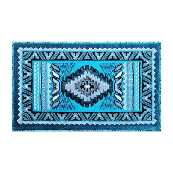 Ventana Collection Southwest 2x3 Turquoise Area Rug - Olefin Rug with Jute Backing - Hallway, Entryway, Bedroom, Living Room