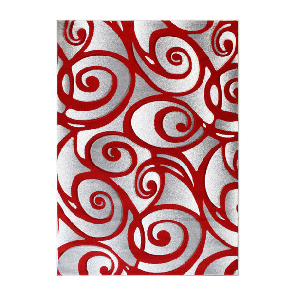 Willow Collection Modern High-Low Pile Swirled 5' x 7' Red Area Rug - Olefin Accent Rug - Entryway, Bedroom, Living Room