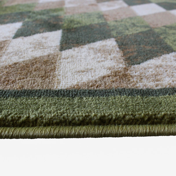 Teagan Collection Southwestern 5' x 7' Green Area Rug - Olefin Rug with Jute Backing - Entryway, Living Room, Bedroom