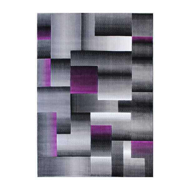 Elio Collection 6' x 9' Purple Color Blocked Area Rug - Olefin Rug with Jute Backing - Entryway, Living Room, or Bedroom