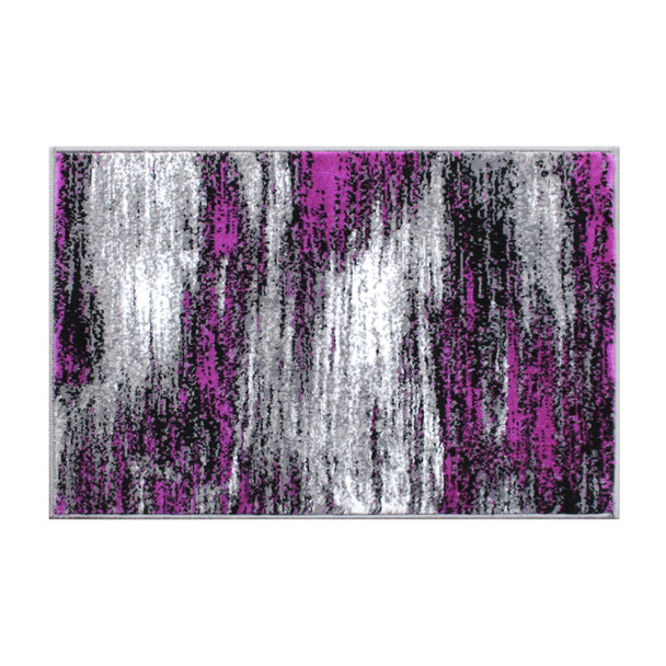 Rylan Collection 2' x 3' Purple Abstract Scraped Area Rug - Olefin Rug with Jute Backing - Living Room, Bedroom, & Entryway