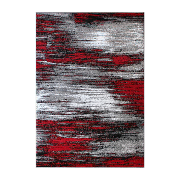 Rylan Collection 6' x 9' Red Scraped Design Area Rug - Olefin Rug with Jute Backing - Living Room, Bedroom, Entryway