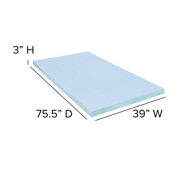 Capri Comfortable Sleep 3 inch Cool Gel Memory Foam Mattress Topper - Twin