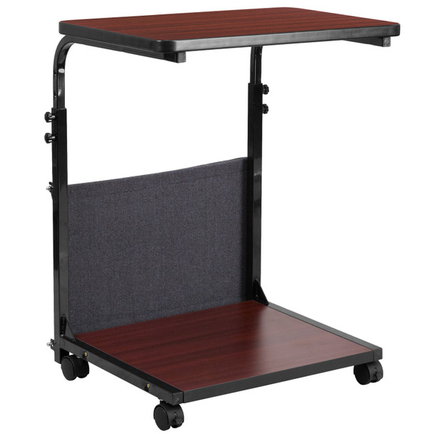 Charger Mobile Sit-Down, Stand-Up Mahogany Computer Ergonomic Desk with Removable Pouch (Adjustable Range 27'' - 46.5'')