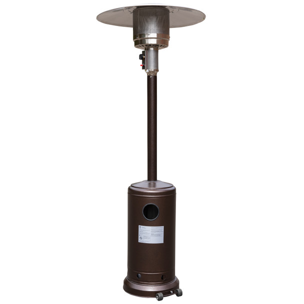 Sol Patio Outdoor Heating-Bronze Stainless Steel 40,000 BTU Propane Heater with Wheels-Commercial & Residential Use-7.5 Feet Tall