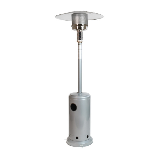 Sol Patio Outdoor Heating-Silver Stainless Steel 40,000 BTU Propane Heater with Wheels-Commercial & Residential Use-7.5 Feet Tall