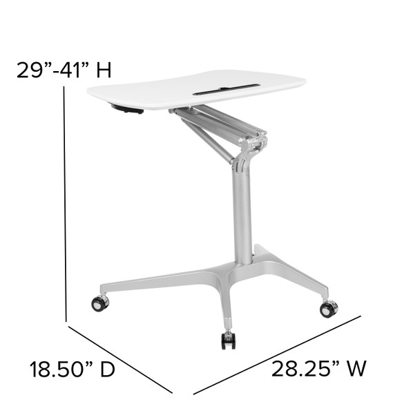 Gia Mobile Sit-Down, Stand-Up White Computer Ergonomic Desk with 28.25"W Top (Adjustable Range 29" - 41")