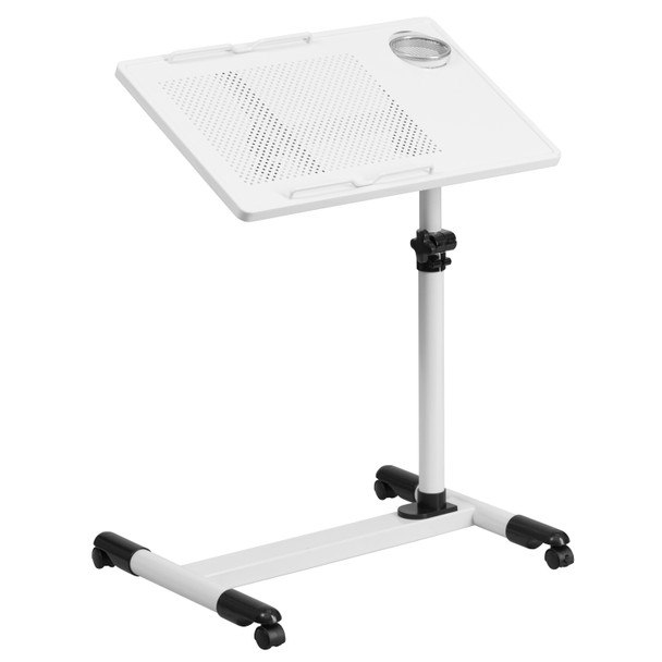 Macon White Adjustable Height Steel Mobile Computer Desk
