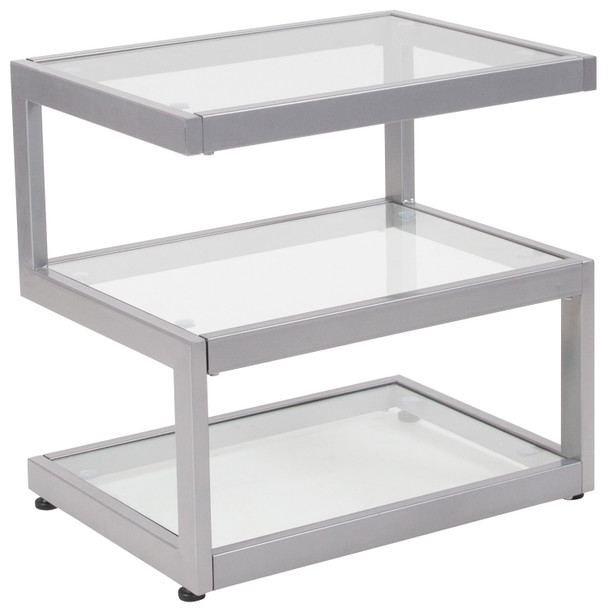 Ashmont Collection Glass End Table with Contemporary Steel Design