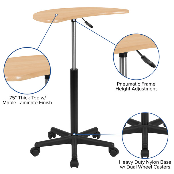 Eve Maple Sit to Stand Mobile Laptop Computer Desk
