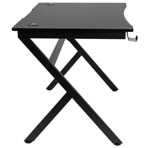Duncan Gaming Desk 45.25" x 29" Computer Table Gamer Workstation with Headphone Holder and 2 Cable Management Holes