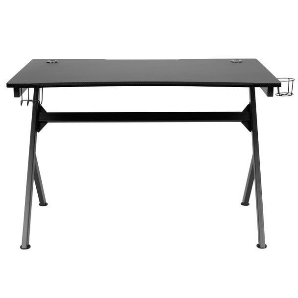 Duncan Gaming Desk 45.25" x 29" Computer Table Gamer Workstation with Headphone Holder and 2 Cable Management Holes