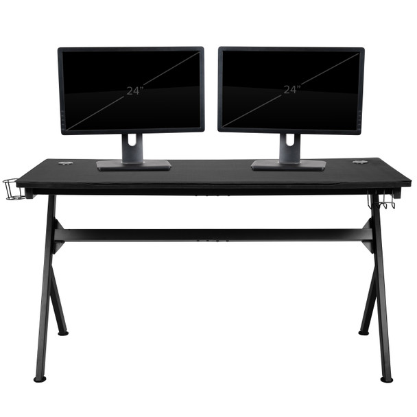 Duncan 55" x 24" Extra Large Gaming Desk with Headphone Hook and Cup Holder - Free Mouse Pad