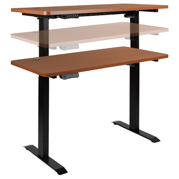 Tanner Electric Height Adjustable Standing Desk - Table Top 48" Wide - 24" Deep (Mahogany)