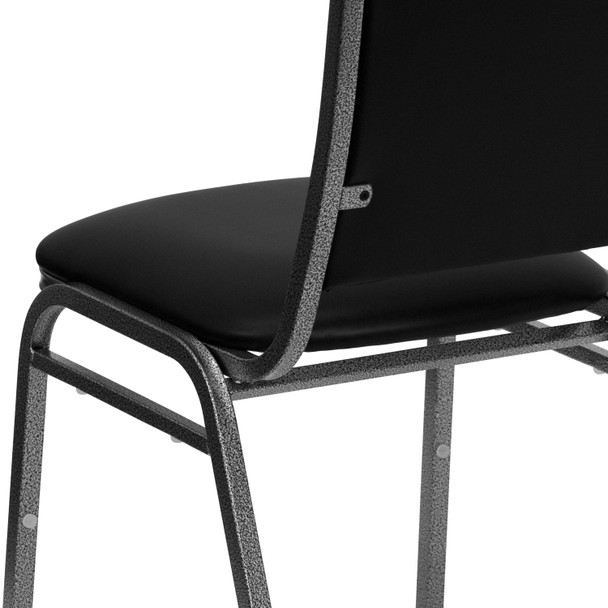 HERCULES Series Stacking Banquet Chair in Black Vinyl - Silver Vein Frame