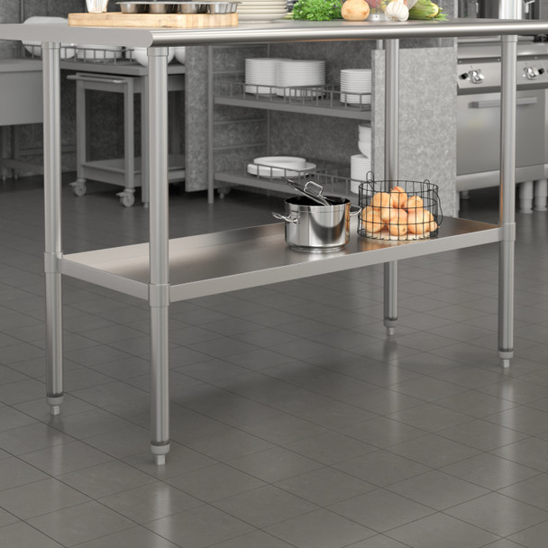 Woodford Galvanized Under Shelf for Prep and Work Tables - Adjustable Lower Shelf for 24" x 48" Stainless Steel Tables