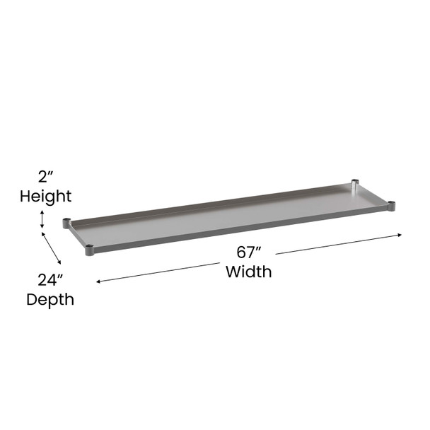 Woodford Galvanized Under Shelf for Prep and Work Tables - Adjustable Lower Shelf for 30" x 72" Stainless Steel Tables