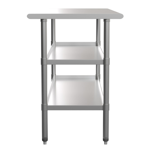 Randolph Stainless Steel 18 Gauge Work Table with 2 Undershelves - 60"W x 24"D x 34.5"H, NSF