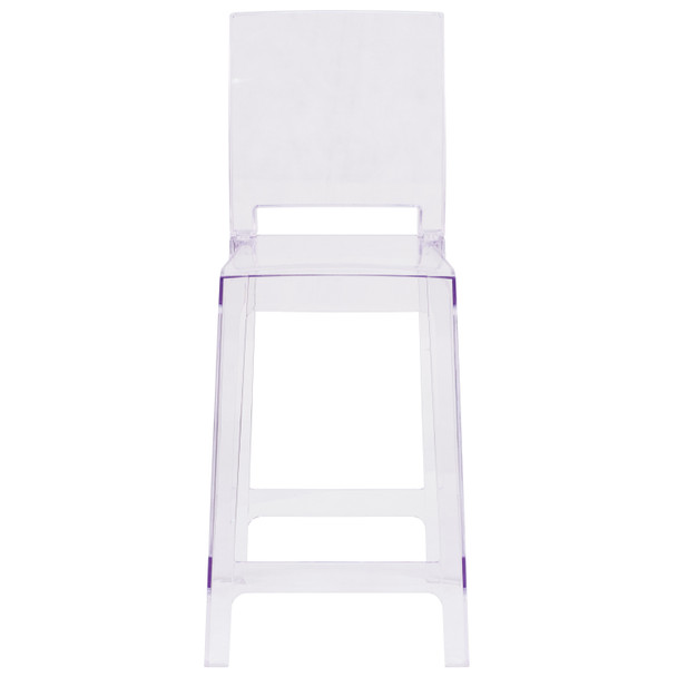 Emilie Ghost Counter Stool with Square Back in Transparent Crystal