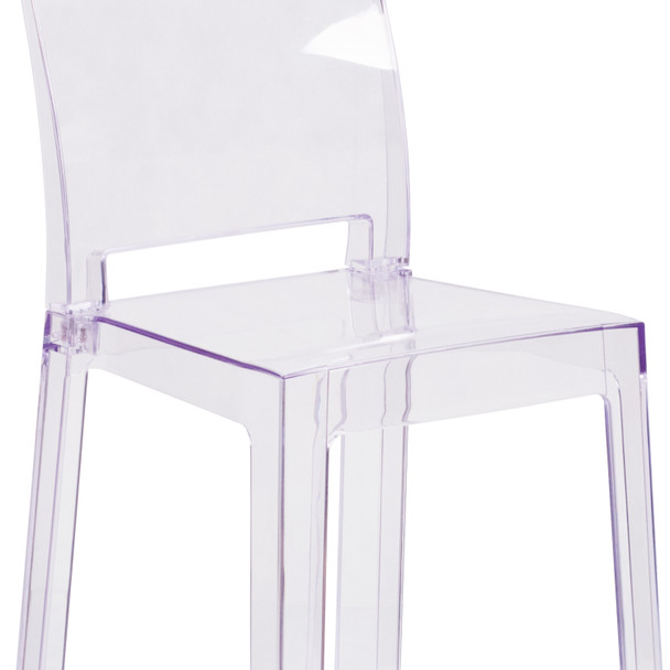 Emilie Ghost Counter Stool with Square Back in Transparent Crystal