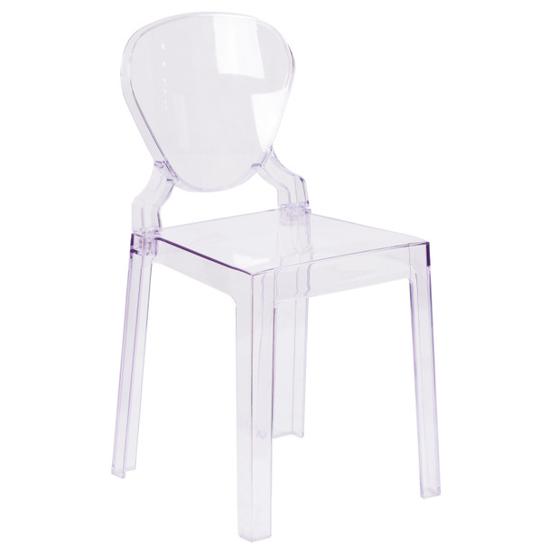 Theo Ghost Chair with Tear Back in Transparent Crystal