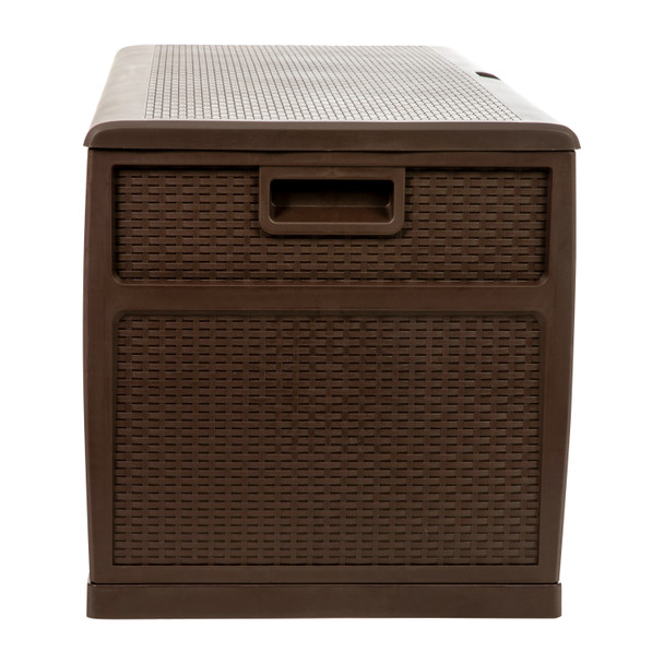 Nobu 120 Gallon Plastic Deck Box - Outdoor Waterproof Storage Box for Patio Cushions, Garden Tools and Pool Toys, Brown