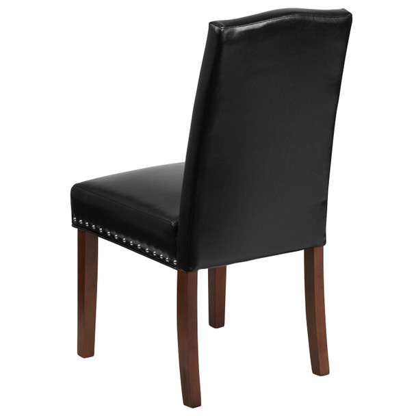 HERCULES Hampton Hill Series Black LeatherSoft Parsons Chair with Silver Accent Nail Trim