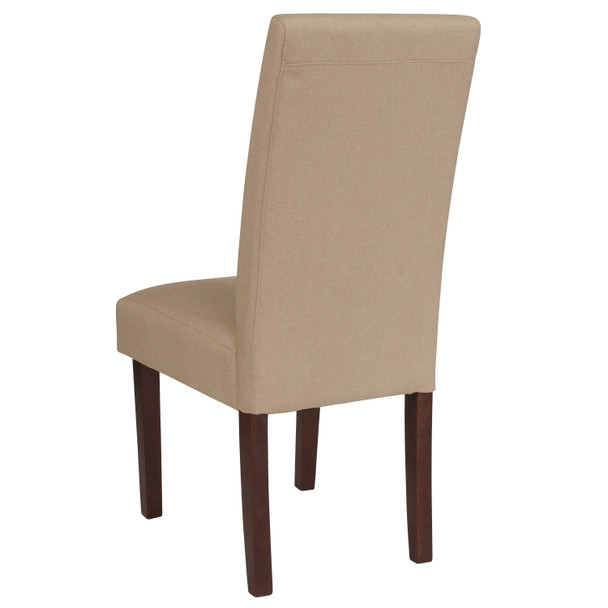 Greenwich Series Beige Fabric Upholstered Panel Back Mid-Century Parsons Dining Chair