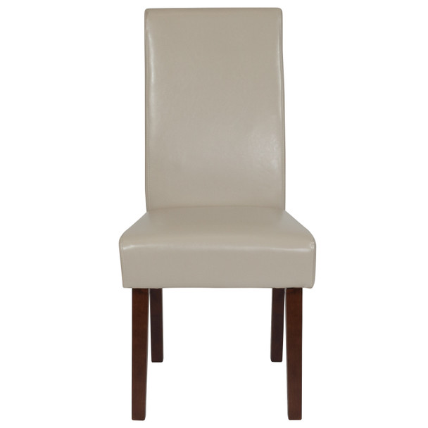 Greenwich Series Ivory LeatherSoft Upholstered Panel Back Mid-Century Parsons Dining Chair