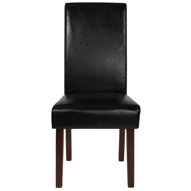 Greenwich Series Black LeatherSoft Upholstered Panel Back Mid-Century Parsons Dining Chair