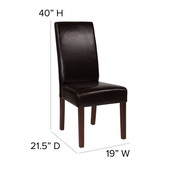 Greenwich Series Brown LeatherSoft Upholstered Panel Back Mid-Century Parsons Dining Chair