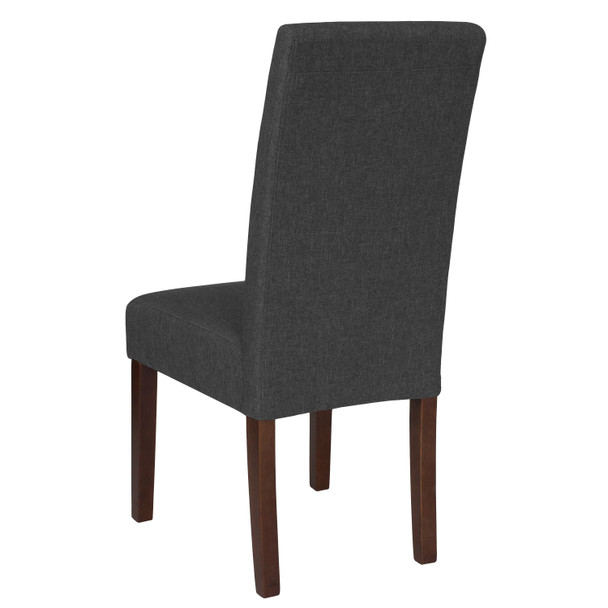 Greenwich Series Gray Fabric Upholstered Panel Back Mid-Century Parsons Dining Chair