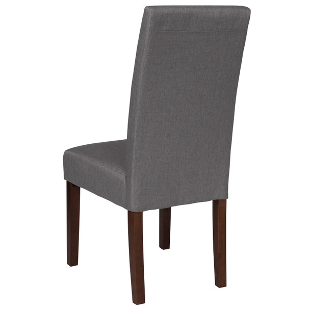 Greenwich Series Light Gray Fabric Upholstered Panel Back Mid-Century Parsons Dining Chair