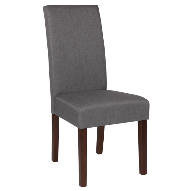 Greenwich Series Light Gray Fabric Upholstered Panel Back Mid-Century Parsons Dining Chair