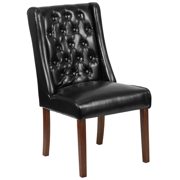 HERCULES Preston Series Black LeatherSoft Tufted Parsons Chair